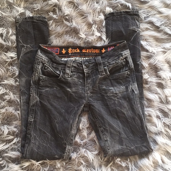 Rock Revival Denim - Rock Revival Pat Skinny Black Marble Jeans